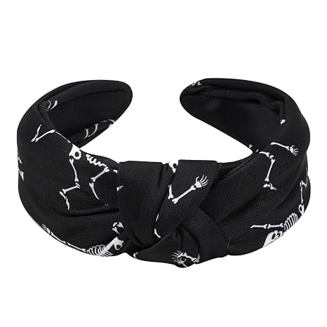 Halloween Headbands for Women Spooky Skull Skeleton Wide Headband Halloween Party Hair Accessories knot Hairbands for Girls Gifts Makeup Hair Hoop - skull headband