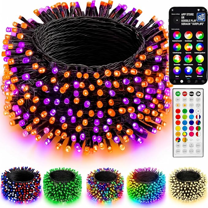 Dazzle Bright 66FT 200 LED Smart Color Changing Christmas Halloween Lights - string light