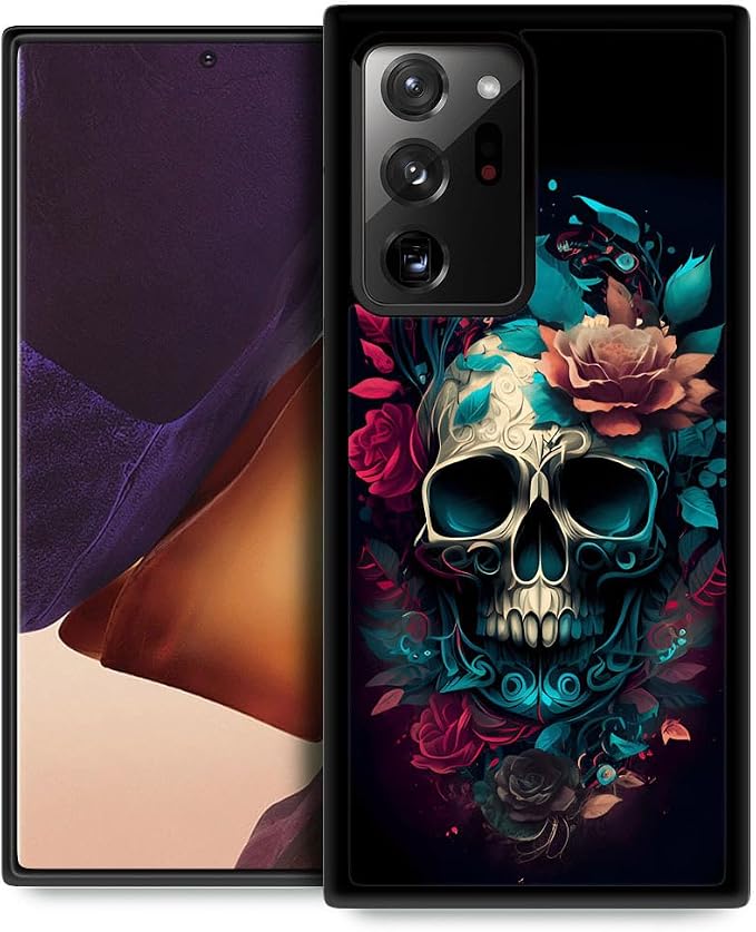 DAIZAG Case Compatible with Samsung Galaxy Note 20 Ultra,Skull with Flowers Soft TPU Anti-Fall Anti-Scratch 360 Degree All-Round Protection Cover - Skull phone case
