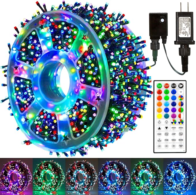 164 FT 500 LED Halloween Lights Outdoor , Waterproof RGB String Lights with Remote Control& Timer Function, 24 Colors Changing Fairy Lights for Indoor Outdoor Room Wall Christmas Tree Party Decoration - string light