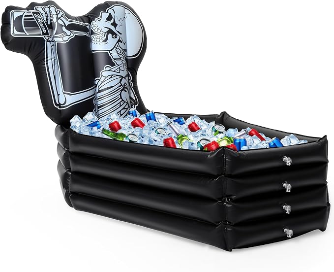Liliful Halloween Inflatable Coffin Cooler 44 Inch with Spider - skull inflatable