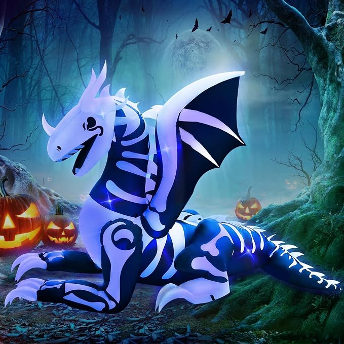8FT Length Halloween Inflatable Dragon Skeleton Outdoor Decoration - skull inflatable
