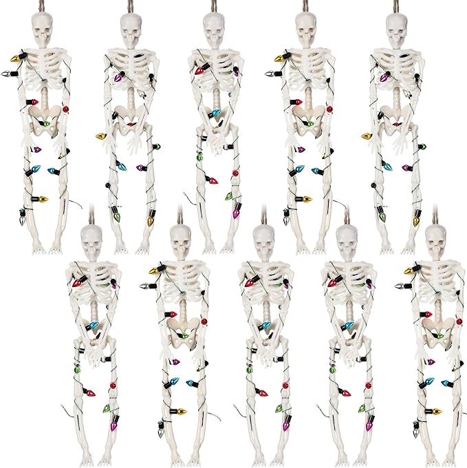 Tujoe 10pcs Halloween Christmas Tree Decorations Skeleton Ornaments 6.7inch - skeleton