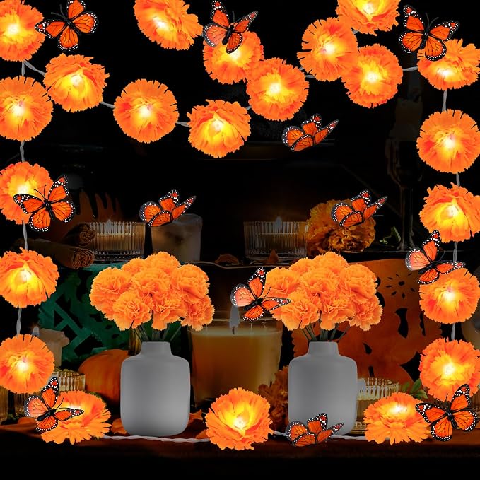 44Pcs Day of the Dead Decorations,Dia de Los Muertos Ofrenda Set for Diwali - skull figurine