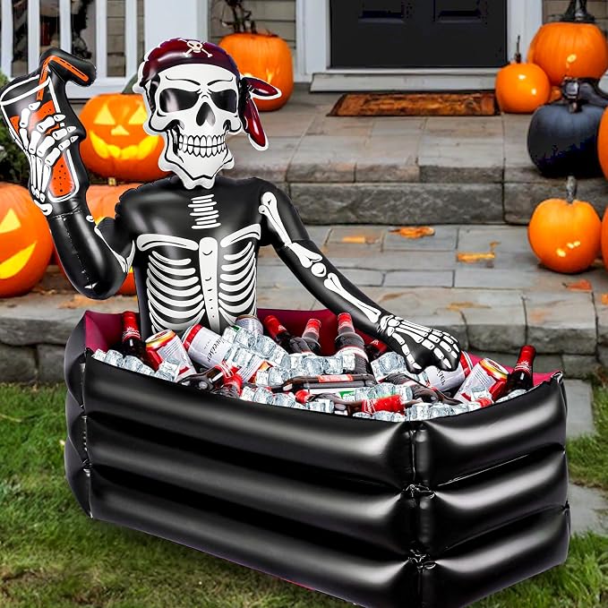 39 Inch Halloween Inflatable Decorations Skeleton Drink Cooler - skull inflatable