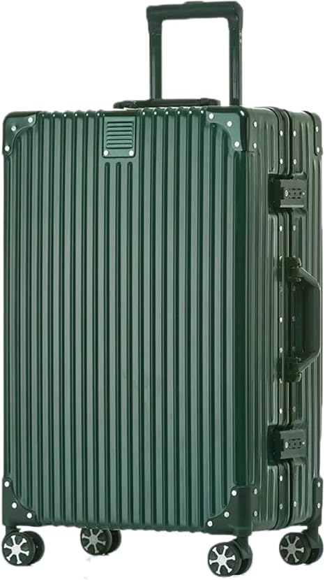 HotWay Zipperless Suitcase with Aluminum Frame, Carry On 20 Inch, Green - skull suitcase