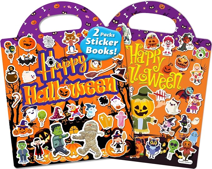 Walenced Reusable Sticker Book, Stickers for Kids, Boy Girl Birthday Gifts - skull sticker