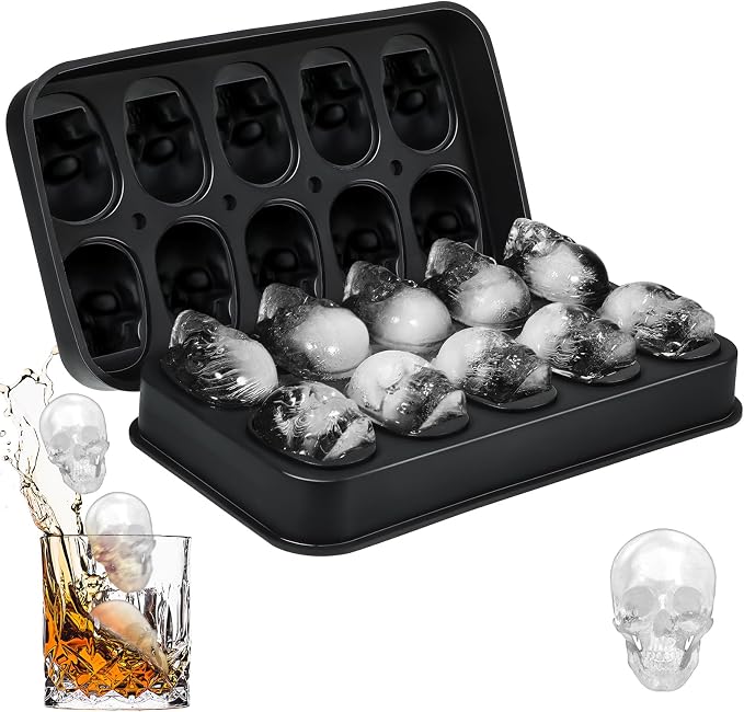 Hoolerry 1 Pack Silicone Skull Ice Cube Maker Mold Tray for Whiskey - skull ashtray