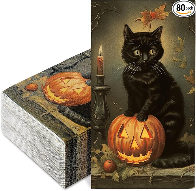 JarThenaAMCS 80 Pack Halloween Guest Napkins Black Cat Pumpkin Disposable Paper Napkin Vintage Dinner Hand Napkin for Kitchen Bathroom - skull toilet paper
