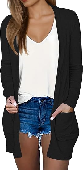 DB MOON Women Lightweight Cardigan Long Sleeve Sweater Open Front Outfits - skull jacket