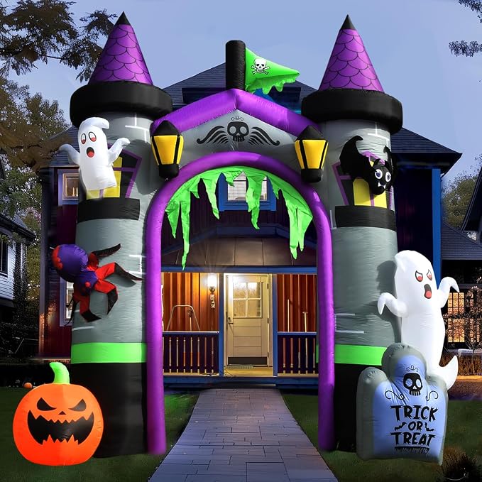 12.5 FT Inflatable Halloween Decorations, Huge Blow Up Halloween Archway - skull inflatable