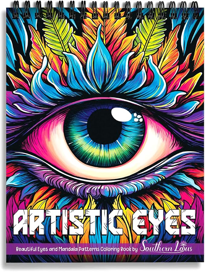 SOUTHERN LOTUS Artistic Eyes Spiral Coloring Book for Adults Women Teens to Relax Stress Relief, Unleash Your Creativity with Designs - sugar skull book