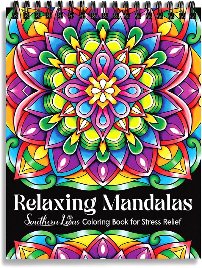 SOUTHERN LOTUS Relaxing Mandalas Coloring Book Spiral Bound for Adults Mindfulness and Relaxing, Unleash Your Creativity with Designs - sugar skull book