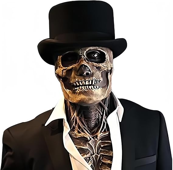 AUSTUFF Halloween Skull Mask,Scary Full Head Horror Mask with Movable Jaw, Scary Realistic Latex Helmet Cosplay Party Props - skull helmet