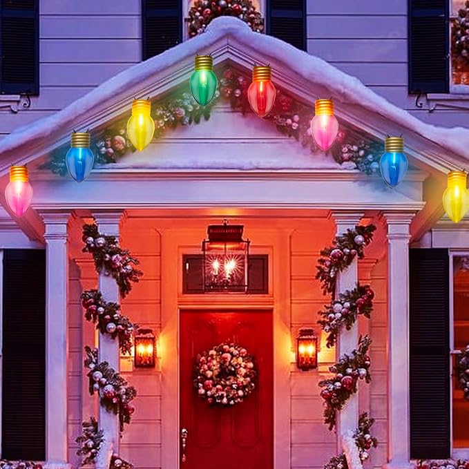 Jumbo Christmas Lights, 16Ft Outdoor Christmas Decorations String Lights with 10 5'' Large Multicolor Bulbs Xmas Hanging Light Waterproof UL Listed for Outdoor Patio Eave Holiday Yard Roofline Decor - string light