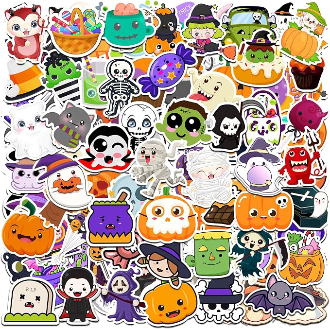Halloween Party Favors, Halloween Stickers,100PCS Vinyl Waterproof Stickers - skull sticker