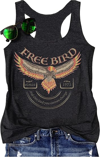 LANMERTREE Summer Vintage Racerback Tank Top Women A Little Country A Little Hood Funny Country Sleeveless Shirt Tops - skull tank tops