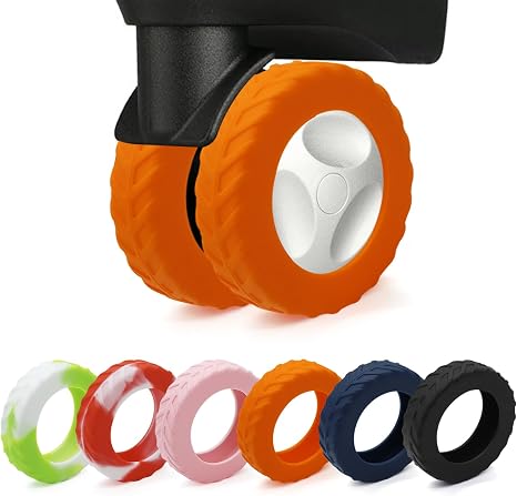 Luggage Wheel Covers, Anti Dust & Scratch, For 2-2.4" wheels - Orange - skull suitcase