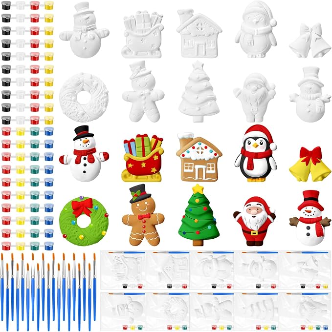 Simgoing 20 Set Christmas Ceramic Painting Kit Xmas Party Favor for Adults - skull painting