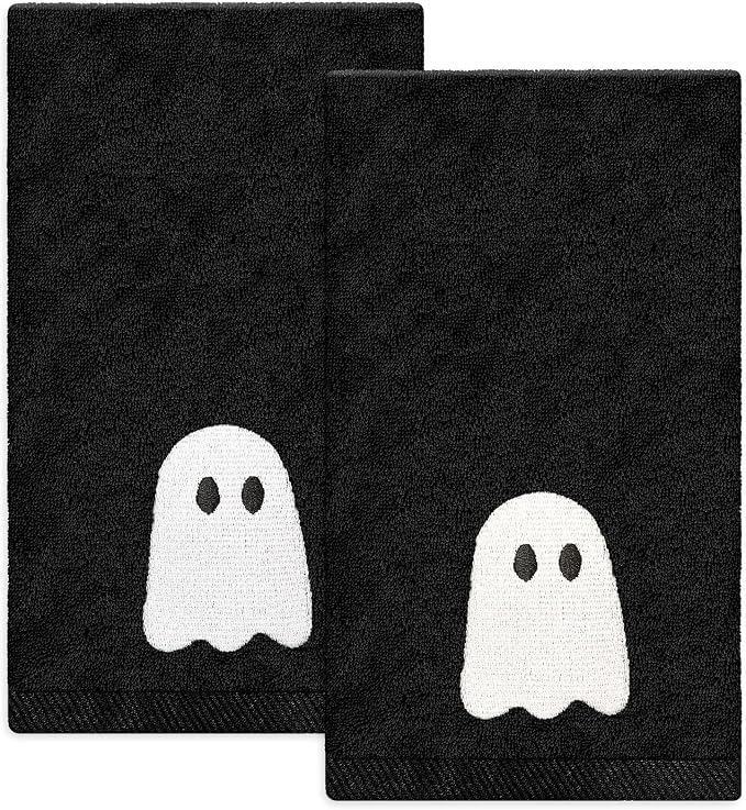 JarThenaAMCS 2 Pack Halloween Hand Towels, Black White Ghost - skull toilet paper