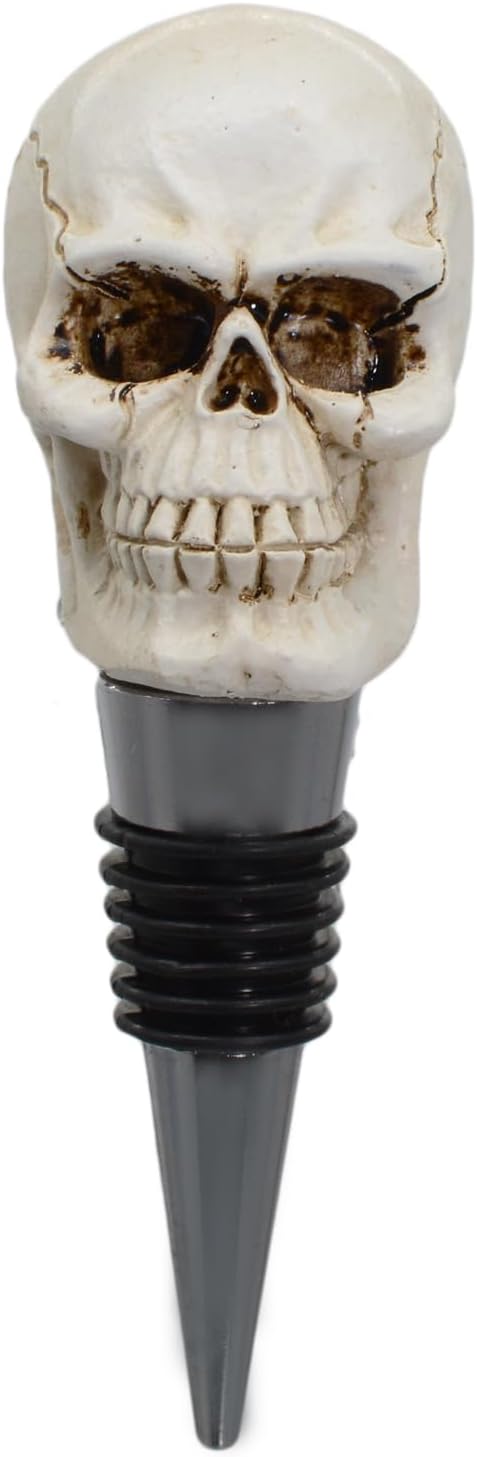 Wine Bottle Stopper Skull Decorative Beverage Wine Cork for Man Housewarming Gift,Christmas,Thanksgiving,White - skull bottle