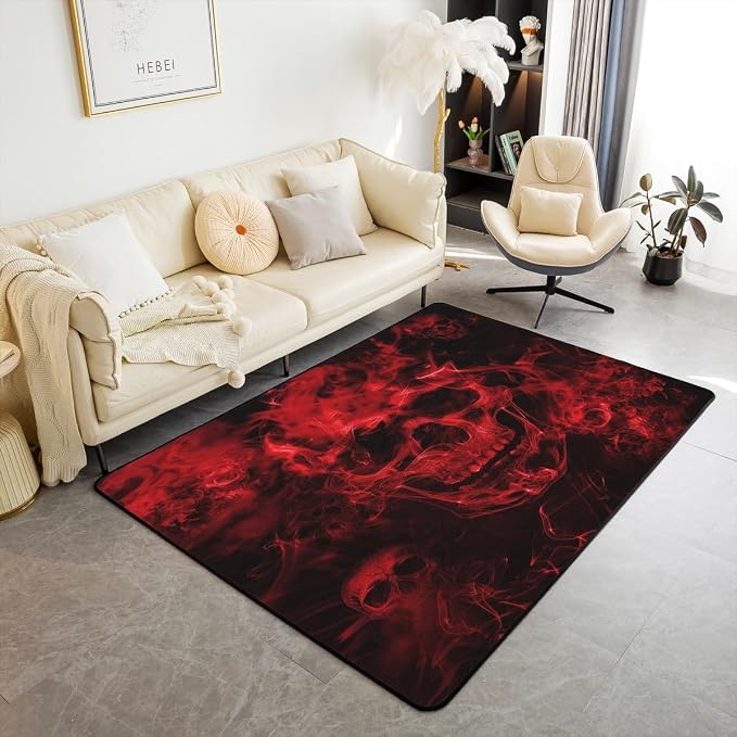Feelyou Sugar Skull Gothic Rugs Living Room 5×7 Adults Teens