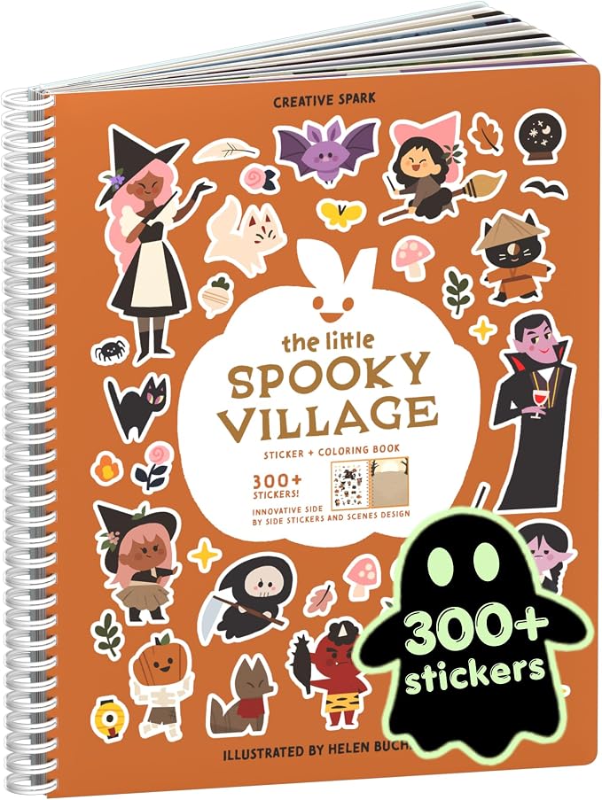 Cupkin Spooky Village Halloween Coloring & Sticker Book | 300+ Stickers - skull sticker