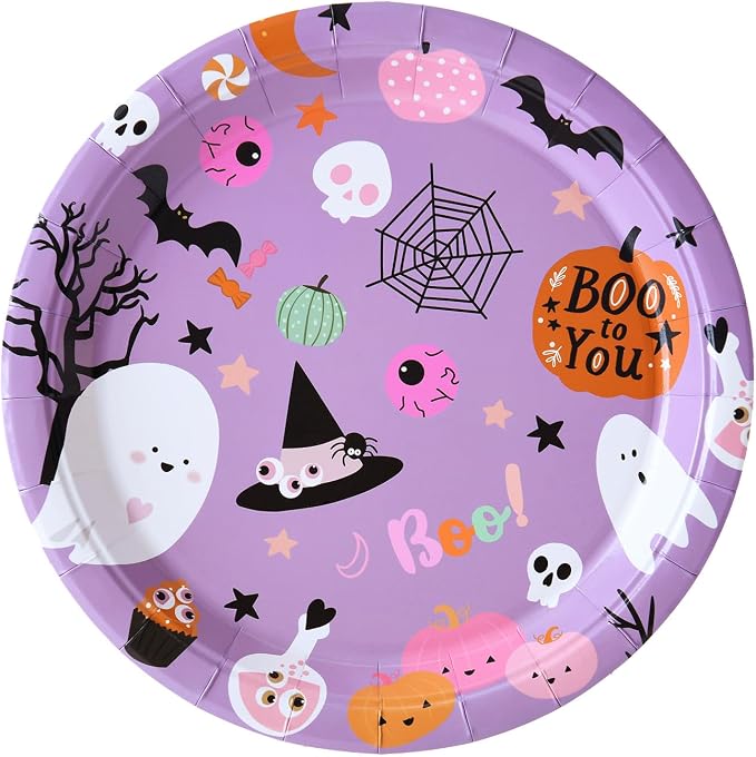 24 Pcs Halloween Paper Plates Halloween Party Plates - skull plate