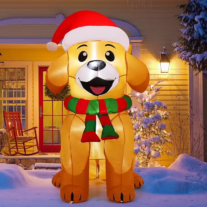 COMIN 5 FT Christmas Inflatables Dog Outdoor Yard Decorations - skull inflatable