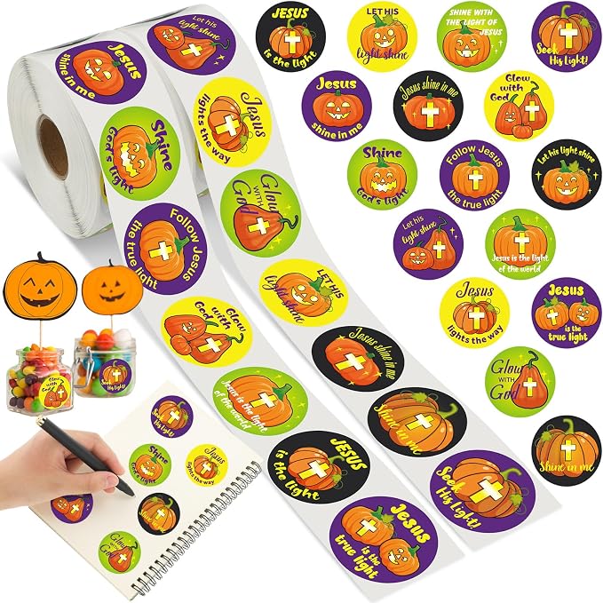 Colarr 1600 Pcs Halloween Stickers Christian Pumpkin Stickers - skull sticker