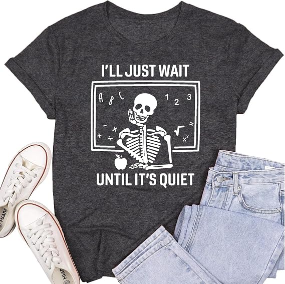 SUWATOIN Womens Teacher Shirts Wild About Teaching Leopard Print T-Shirt Teacher Life Tee Top - skull tshirt