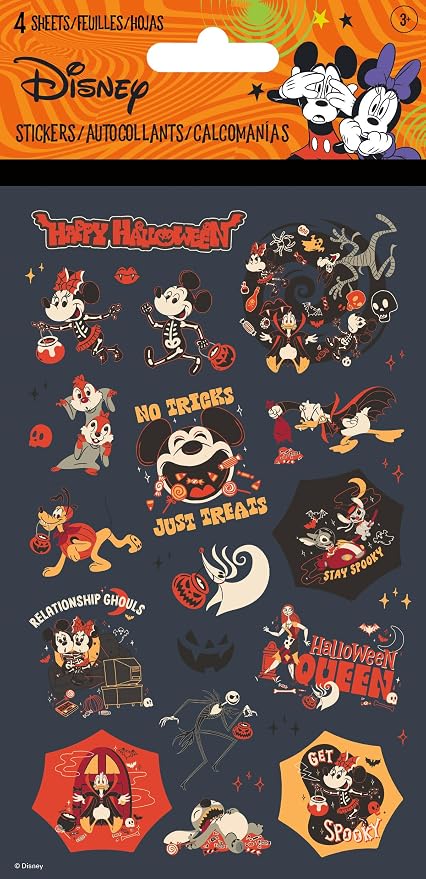 Disney - Kooky & Spooky Halloween Standard Stickers - 4 Sheet - skull sticker