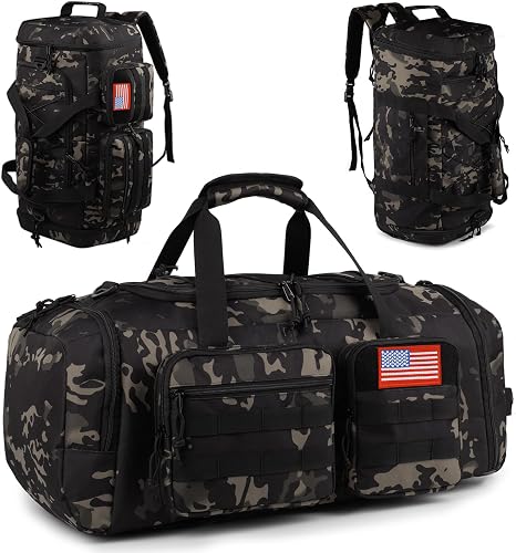 Tactical Gym Bag for Men,50L Large 3-in-1 Sports Duffle Bag for Travel Gym - skull suitcase