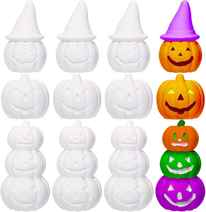Zubebe 12 Pcs Halloween DIY Plaster Pumpkins Ornaments Decor