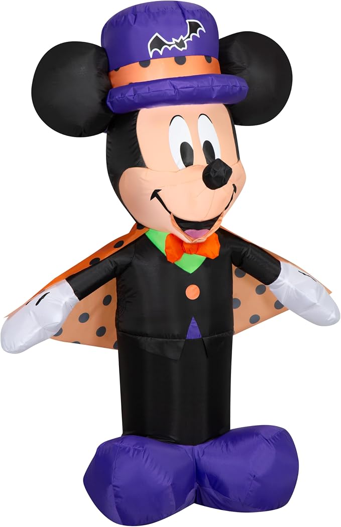 Gemmy 3.5 Ft Mickey Mouse Polka Dot Bat Costume Halloween Airblown Inflatable Disney Halloween Decor - skull inflatable