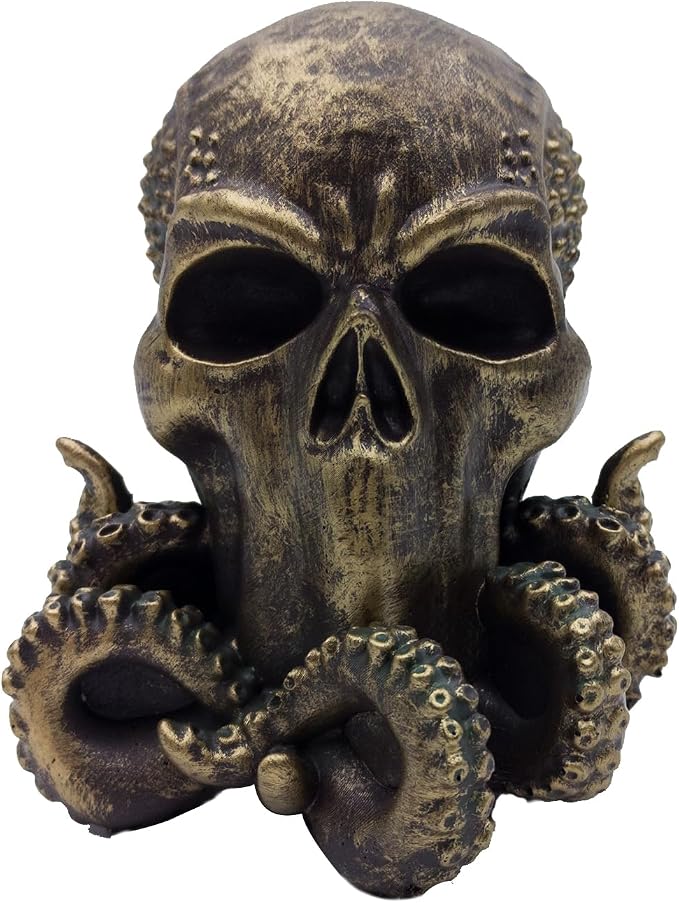 Cthulhu Statue, Skull Head Octopus Decor,Kraken Skull Sculpture. - skull figurine