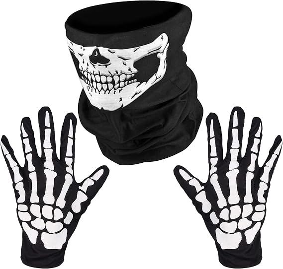 Halloween Skeleton Gloves And Skull Mask Decorations，Full Finger Skeleton Pattern Glovesor for Men Women Halloween Costume Party - sugar skull costume