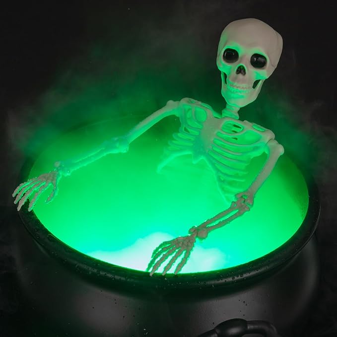 Halloween Decorations Outside - Large Witches Cauldron on Tripod with Skeleton & Fog Maker - Skeleton Halloween Party Decor for Outdoor Yard Home Porch - skeleton