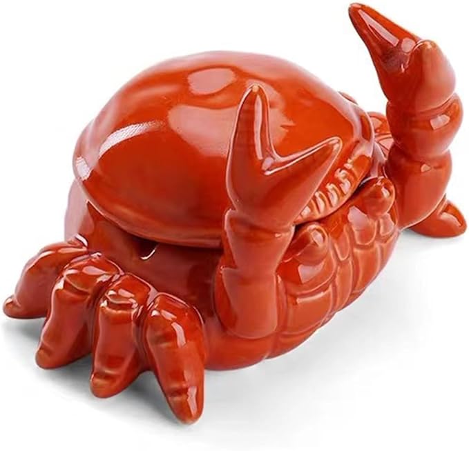 Crab Ashtray with Lid, Ceramic Windproof Cigarette Ashtray for Indoor or Outdoor Use Desktop Decoration Crab Pincers Holder for Hold Cigarette, Pen - skull ashtray