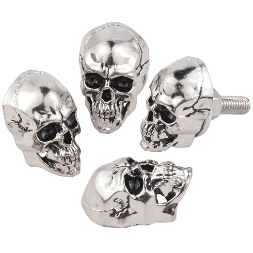 Skull License Plate Bolts Fasteners Car Tag Frame Screws Nuts Kit - skull plate