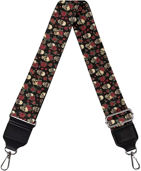 Adjustable Purse Strap for Women, Crossbody Wide Handbag Strap Replacement, Sturdy Bag Strap with Silver Hardware - sugar skull handbags for sale