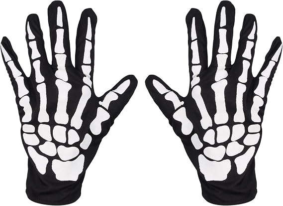 Halloween Skeleton Gloves,Full Finger Skeleton Pattern Gloves Cosplay Costume Accessories for Men Women Adults - sugar skull costume