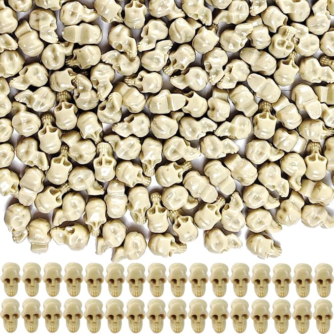 RONYOUNG 120PCS Mini Plastic Skull Heads - Miniature Skulls for Halloween Decoration, Skeleton Figurines for Home, Table, and Prank Uses - skull figurine