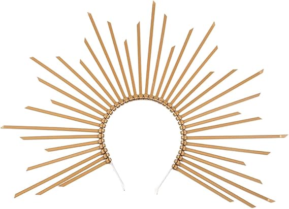 Halloween Gold Halo Sun Headband Sunburst Crown Headpiece Spiked Headdress for Women Halloween Carnival Party the Day of Death Cosplay Decoration Costume Accessories - skull figurine