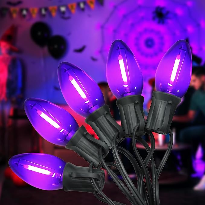 C7 Purple LED Halloween Lights, 25FT Waterproof Outdoor - string light
