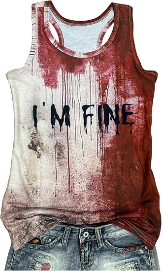 Halloween Tank Tops for Women Spooky Season Shirts Horror Tees Witchy Tops - skull tank tops