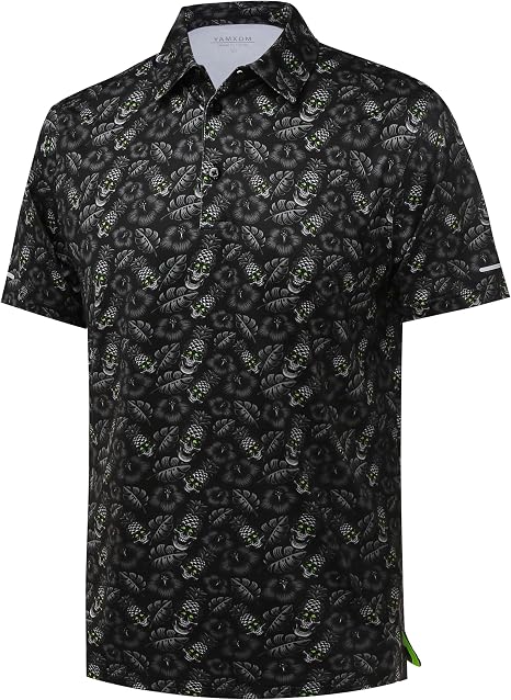 Golf Shirts for Men - Dry Fit Moisture Wicking Short Sleeve Performance Sport Casual Striped Collared Mens Polo Shirt - skull tshirt