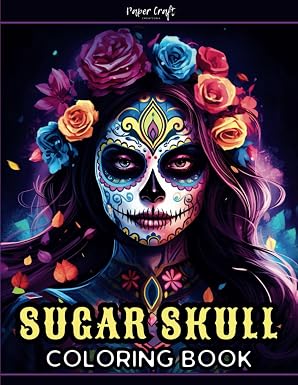 Sugar Skull Coloring Book for Adults: Tattoo Coloring Book with Beautiful Women Sugar Skulls on Black Background for Relaxation