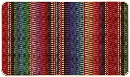 Retro Multicolor Stripes Mexican Day of The Dead Doormat, Kitchen Front Door Bathroom Floor Mats,Watercolor Washable Entry Welcome Mat Entrance Shoe Scraper Gift 20x32 Inch - skull toilet mat