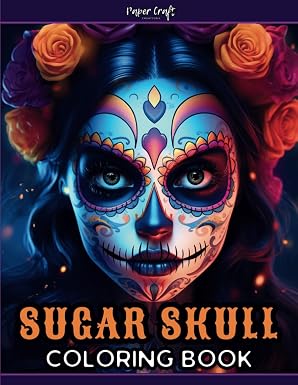 Sugar Skull Coloring Book for Adults: Beautiful Women Sugar Skulls on Black Background for Stress Relief - sugar skull book